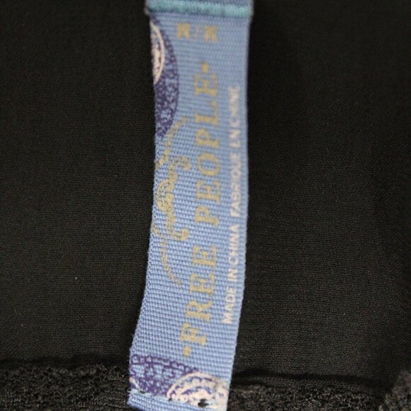 Free People Tea for Two Lace Neckline Mini Slip Dress Black Sleeveless Medium - Picture 4 of 4